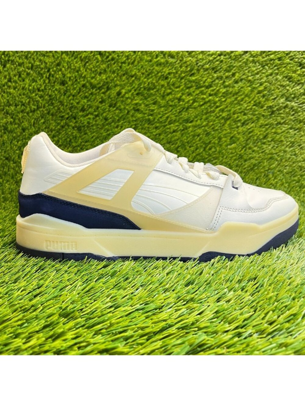 Puma‎ Slipstream Mens Size 11 White Blue Athletic Leather Walking Shoes Sneakers